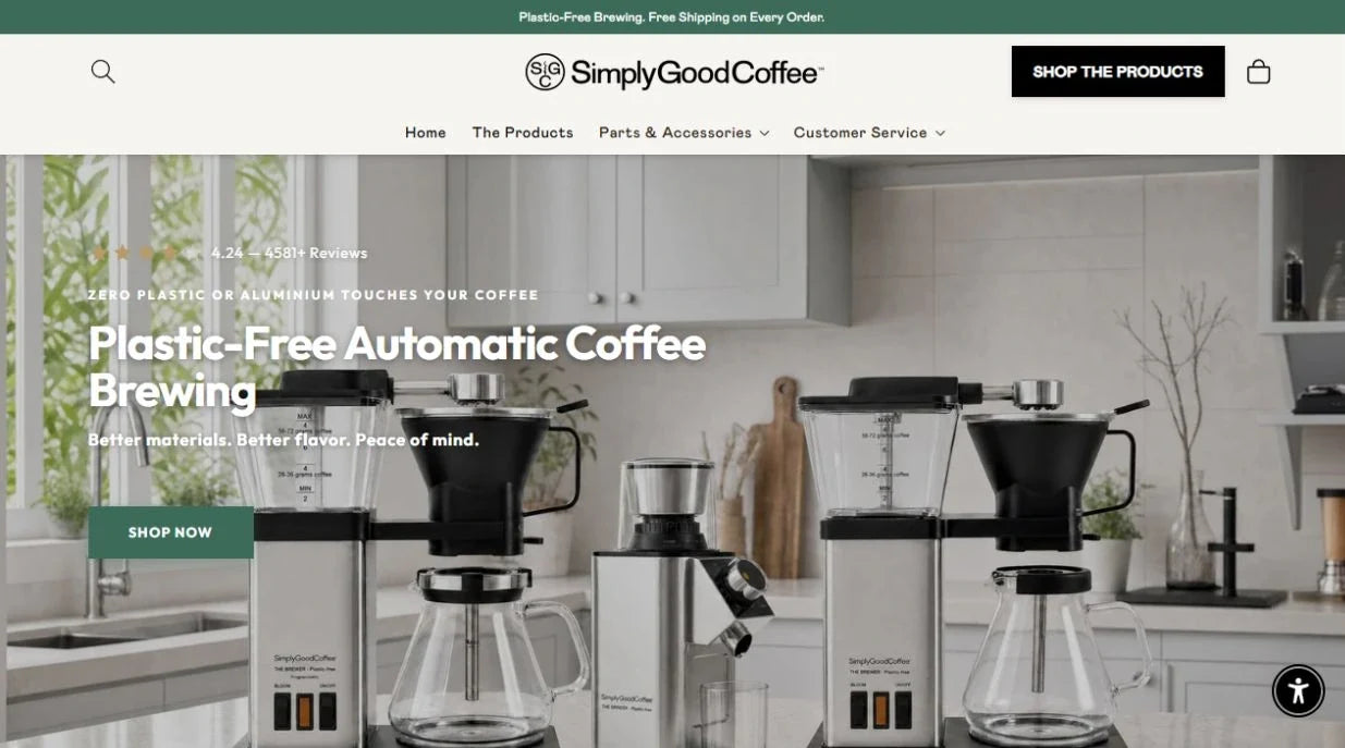 Simply Good Coffee website screenshot